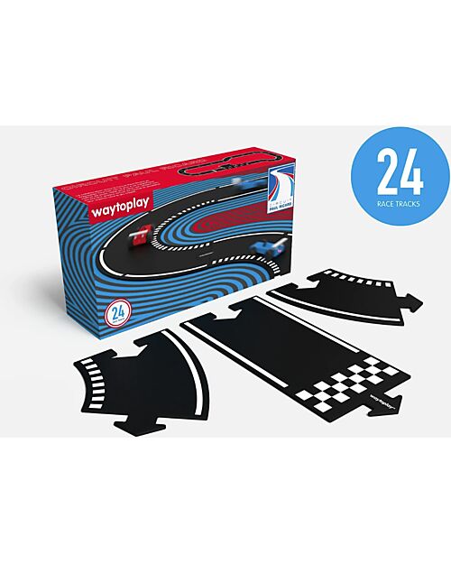 Waytoplay Flexible Track for Toy Cars - Circuit Paul Ricard - 24 Pieces Wooden Toy Cars, Trains & Trucks