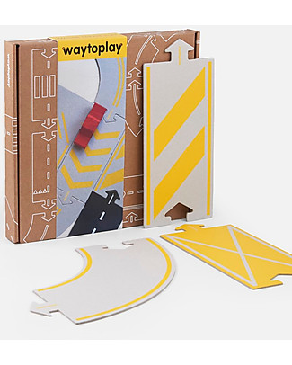 Waytoplay WaytoPlay Eco-Friendly Car Track - Road to Recovery - 8 Pieces in Recycled Cardboard Wooden Toy Cars, Trains & Trucks