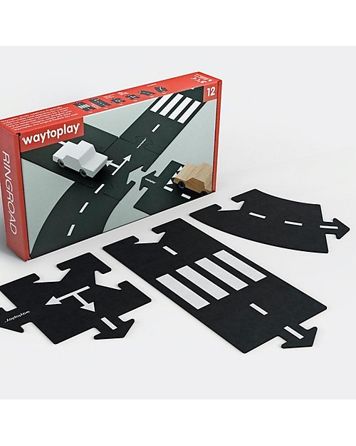 Waytoplay Waytoplay Flexible Cars Track, 12 pieces - Suitable for all surfaces! Wooden Toy Cars, Trains & Trucks