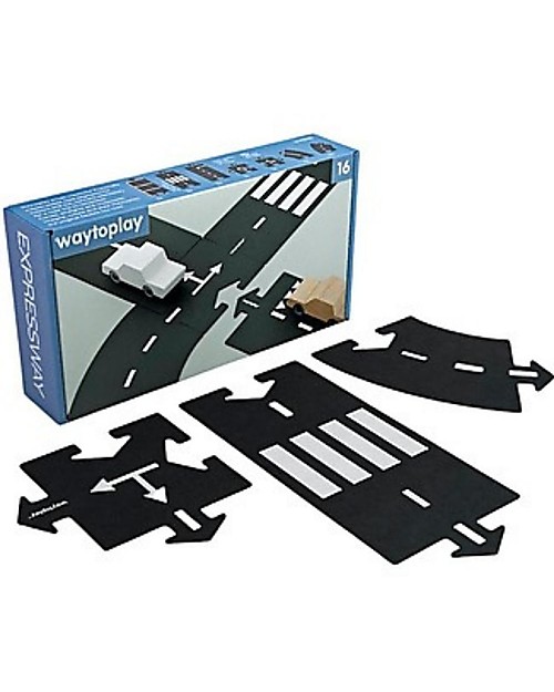 Waytoplay Waytoplay Flexible Cars Track, 16 pieces - Suitable for all surfaces! Wooden Toy Cars, Trains & Trucks
