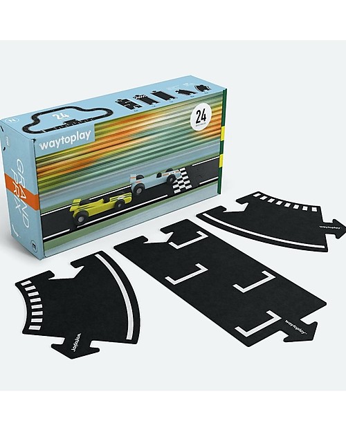 Waytoplay Waytoplay Flexible Cars Track,  Grand Prix, 24 pieces - Suitable for all surfaces! Wooden Toy Cars, Trains & Trucks