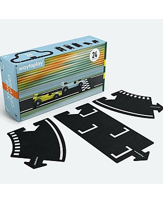 Waytoplay Waytoplay Flexible Cars Track,  Grand Prix, 24 pieces - Suitable for all surfaces! Wooden Toy Cars, Trains & Trucks