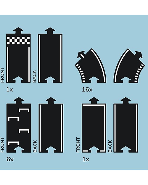 Waytoplay Waytoplay Flexible Cars Track,  Grand Prix, 24 pieces - Suitable for all surfaces! Wooden Toy Cars, Trains & Trucks