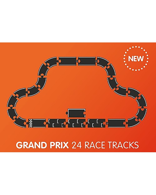 Waytoplay Waytoplay Flexible Cars Track,  Grand Prix, 24 pieces - Suitable for all surfaces! Wooden Toy Cars, Trains & Trucks