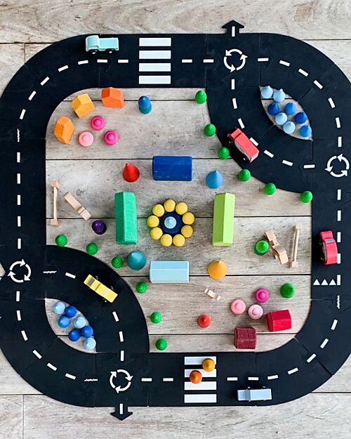 Waytoplay Waytoplay Flexible Cars Track, Highway, 24 pieces - Suitable for all surfaces! Wooden Toy Cars, Trains & Trucks