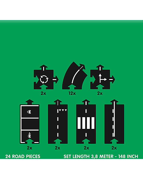 Waytoplay Waytoplay Flexible Cars Track, Highway, 24 pieces - Suitable for all surfaces! Wooden Toy Cars, Trains & Trucks