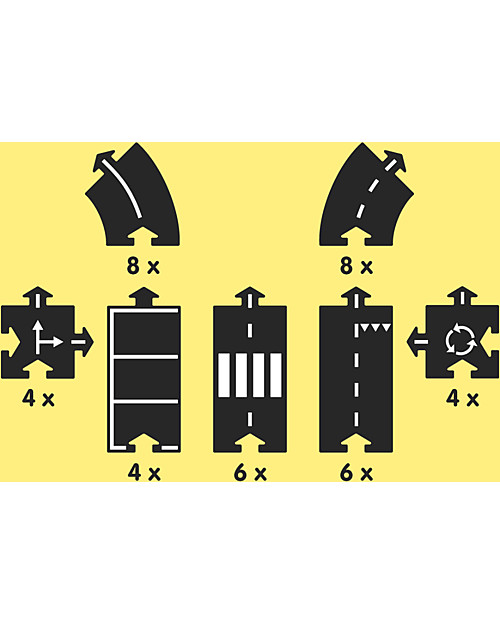 Waytoplay Waytoplay Flexible Cars Track, King of the Road, 40 pieces - Suitable for all surfaces! Wooden Toy Cars, Trains & Trucks