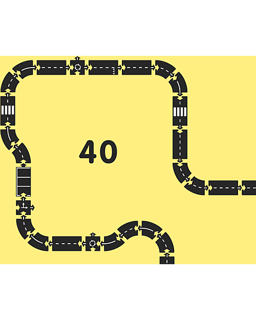 Waytoplay Waytoplay Flexible Cars Track, King of the Road, 40 pieces - Suitable for all surfaces! Wooden Toy Cars, Trains & Trucks