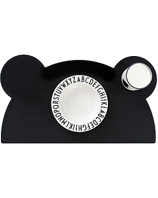 We Might Be Tiny Bear Placie Non-slip Placemat, Charcoal - BPA free! Meal Sets
