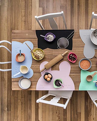 We Might Be Tiny Bear Placie Non-slip Placemat, Powder Blue - BPA free! Meal Sets