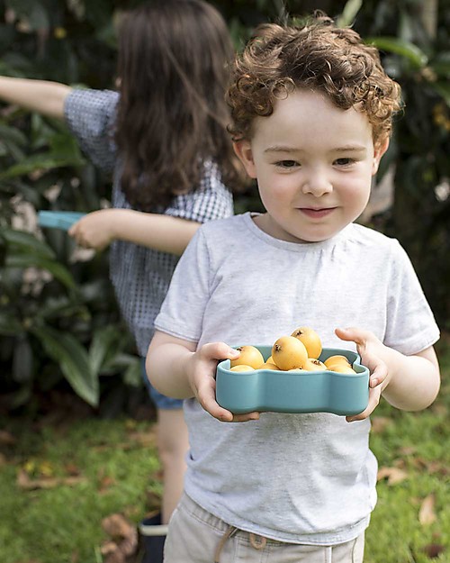 We Might Be Tiny Bear Snackie 2 in 1 Lunch Box and Plate, Blue Dusk - BPA free! Thermal Containers