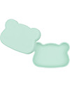 We Might Be Tiny Bear Snackie 2 in 1 Lunch Box and Plate, Mint - BPA free! Thermal Containers