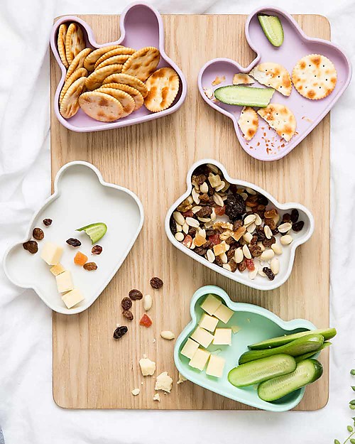 We Might Be Tiny Bear Snackie 2 in 1 Lunch Box and Plate, Mint - BPA free! Thermal Containers