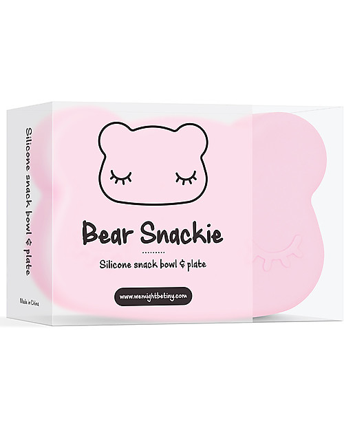 We Might Be Tiny Bear Snackie 2 in 1 Lunch Box and Plate, Powder Pink - BPA free! Thermal Containers