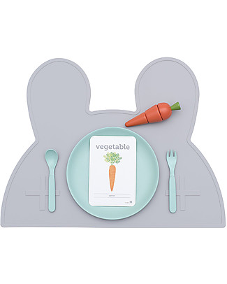 We Might Be Tiny Bunny Placie Non-slip Placemat, Grey - BPA free! Meal Sets