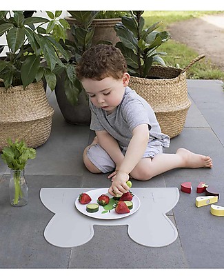 We Might Be Tiny Bunny Placie Non-slip Placemat, Grey - BPA free! Meal Sets