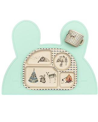 We Might Be Tiny Bunny Placie Non-slip Placemat, Mint - BPA free! Meal Sets
