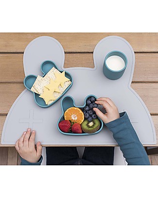 We Might Be Tiny Bunny Snackie 2 in 1 Lunch Box and Plate, Blue Dusk - BPA free! Snack and Formula Containers