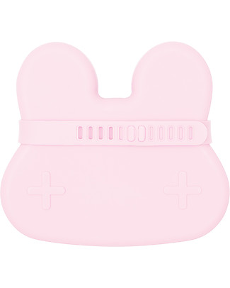 We Might Be Tiny Bunny Snackie 2 in 1 Lunch Box and Plate, Powder Pink - BPA free! Snack and Formula Containers