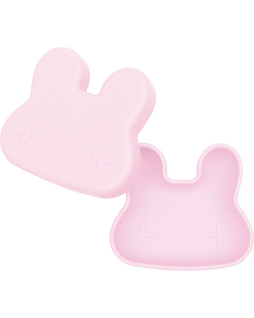 We Might Be Tiny Bunny Snackie 2 in 1 Lunch Box and Plate, Powder Pink - BPA free! Thermal Containers