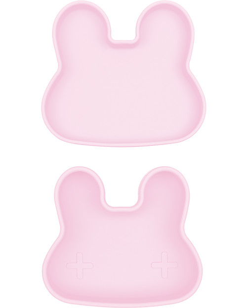 We Might Be Tiny Bunny Snackie 2 in 1 Lunch Box and Plate, Powder Pink - BPA free! Thermal Containers