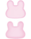 We Might Be Tiny Bunny Snackie 2 in 1 Lunch Box and Plate, Powder Pink - BPA free! Thermal Containers