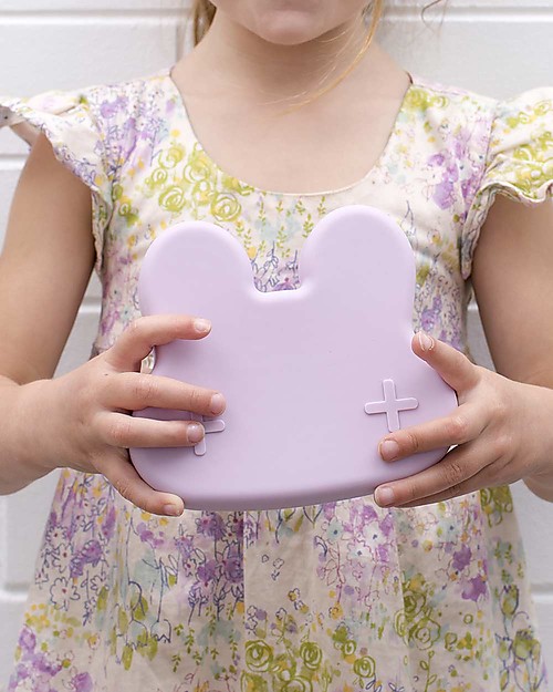 We Might Be Tiny Bunny Snackie 2 in 1 Lunch Box and Plate, Powder Pink - BPA free! Thermal Containers
