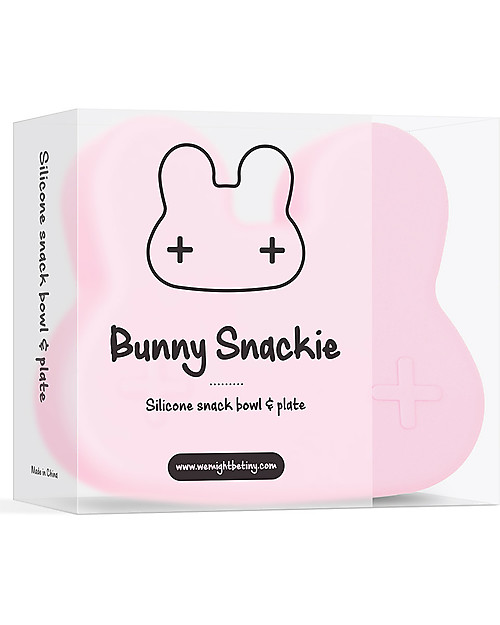We Might Be Tiny Bunny Snackie 2 in 1 Lunch Box and Plate, Powder Pink - BPA free! Thermal Containers