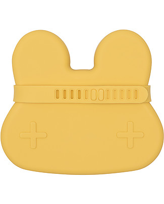 We Might Be Tiny Bunny Snackie 2 in 1 Lunch Box and Plate, Yellow - BPA free! Snack and Formula Containers
