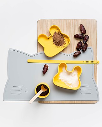 We Might Be Tiny Bunny Snackie 2 in 1 Lunch Box and Plate, Yellow - BPA free! Snack and Formula Containers