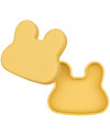 We Might Be Tiny Bunny Snackie 2 in 1 Lunch Box and Plate, Yellow - BPA free! Thermal Containers