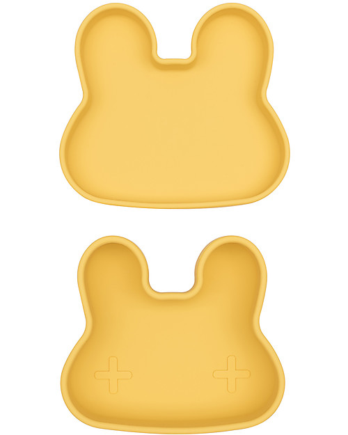 We Might Be Tiny Bunny Snackie 2 in 1 Lunch Box and Plate, Yellow - BPA free! Thermal Containers