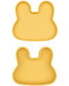 We Might Be Tiny Bunny Snackie 2 in 1 Lunch Box and Plate, Yellow - BPA free! Thermal Containers