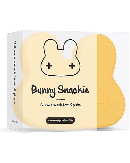 We Might Be Tiny Bunny Snackie 2 in 1 Lunch Box and Plate, Yellow - BPA free! Thermal Containers