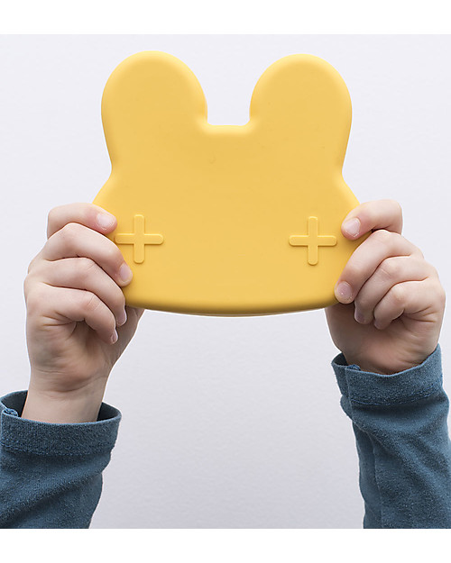 We Might Be Tiny Bunny Snackie 2 in 1 Lunch Box and Plate, Yellow - BPA free! Thermal Containers