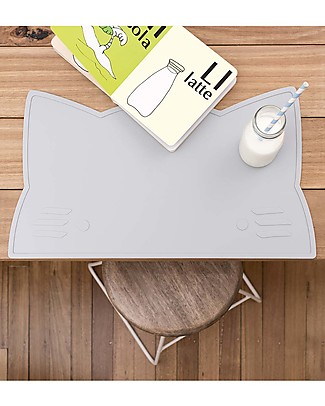 We Might Be Tiny Cat Placie Non-slip Placemat, Grey - BPA free! Meal Sets