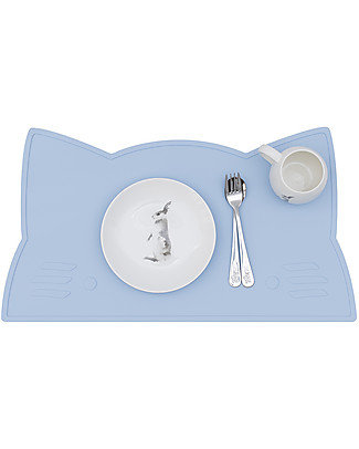 We Might Be Tiny Cat Placie Non-slip Placemat, Powder Blue - BPA free! Meal Sets