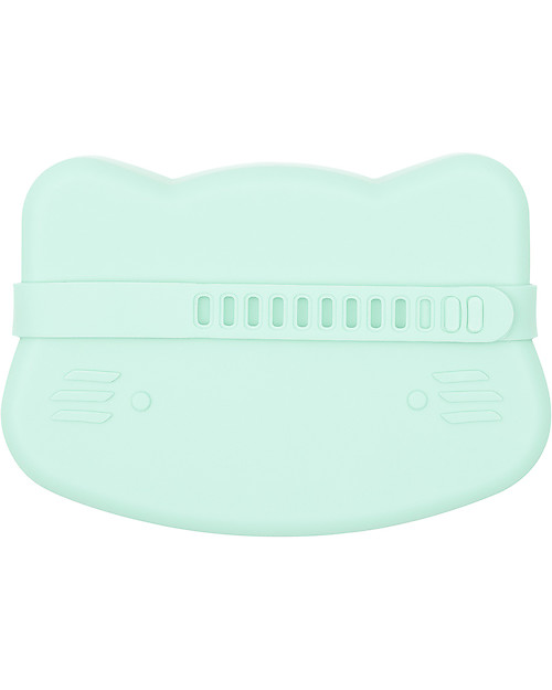 We Might Be Tiny Cat Snackie 2 in 1 Lunch Box and Plate, Mint - BPA free! Thermal Containers
