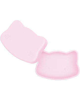 We Might Be Tiny Cat Snackie 2 in 1 Lunch Box and Plate, Pink - BPA free! Snack and Formula Containers