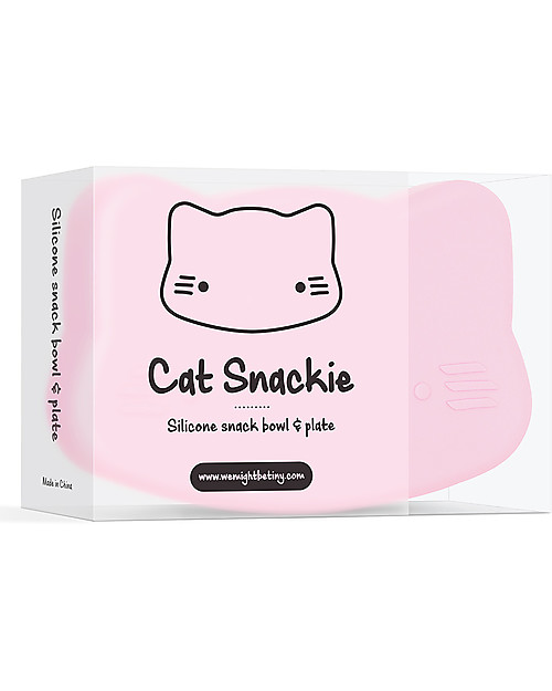 We Might Be Tiny Cat Snackie 2 in 1 Lunch Box and Plate, Pink - BPA free! Thermal Containers