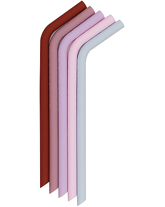 We Might Be Tiny Straws Use and Reuse, Rose/Purple - Set of 5 + cleaning brush Cups & Beakers