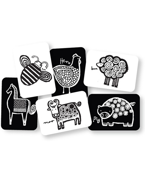 Wee Gallery Art Cards - Farm Animals (black and white so newborns can see them) Newborn Toys_