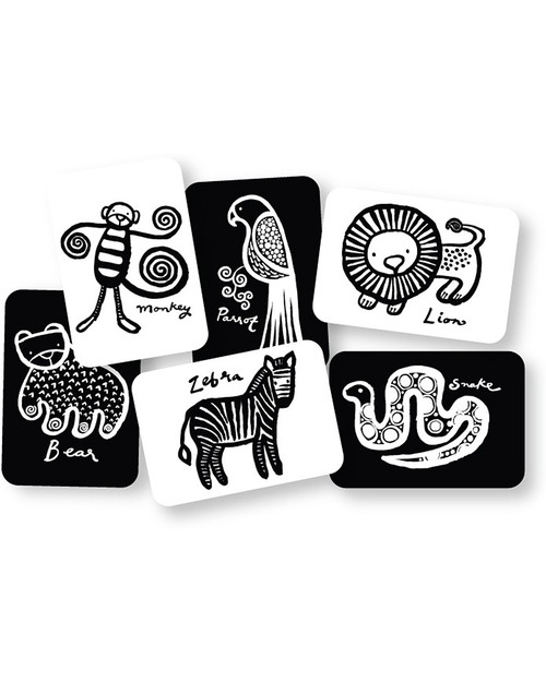 Wee Gallery Art Cards - Jungle Animals (black and white so newborns can see them) Newborn Toys_