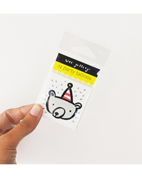 Wee Gallery Temporary Tattoos - Party (12 pieces) non-toxic and safe Children's Tattoos