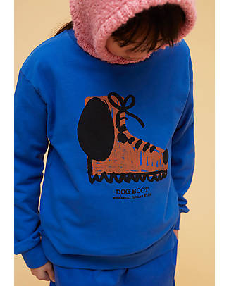 Weekend House Round Neck Sweatshirt - Blue with Dog Boots - Organic Cotton Sweatshirts