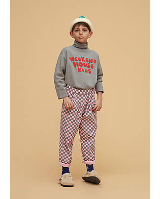 Weekend House Turtle Neck Long-sleeved T-shirt - Grey with Logo - Organic Cotton Long Sleeves Tops
