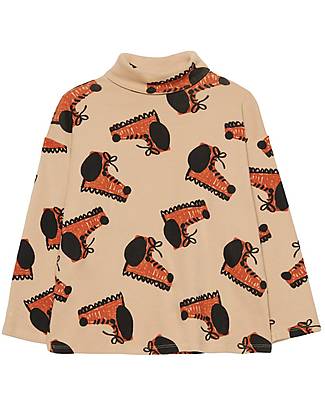 Weekend House Turtle Neck Long-sleeved T-shirt - Sand WIth Dog Boots - Organic Cotton Long Sleeves Tops
