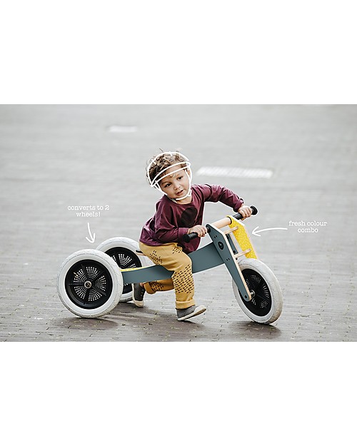 Wishbone Design Studio Wishbone Bike 3 in 1, Grey and Yellow - Grows with your Child! From 1 to 5 Years! Balance Bikes