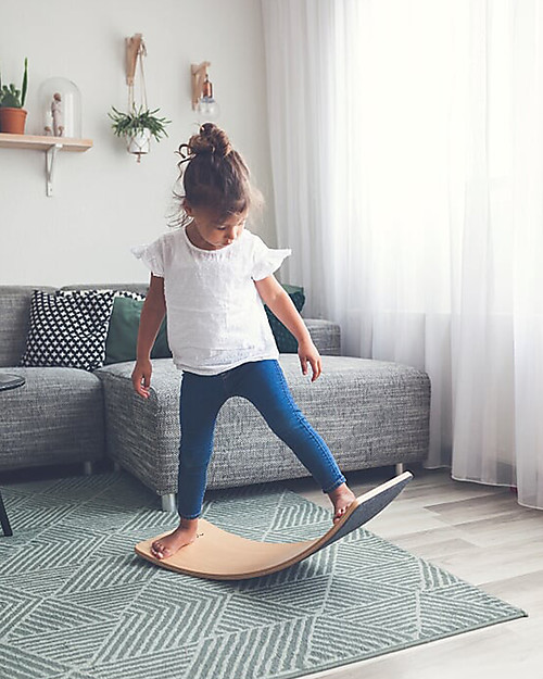 Wobbel Wobbel Original Wooden Balance Board, Transparent Lacquer with Felt - Mouse - Fun and exercise for kids and adults Montessori Toys