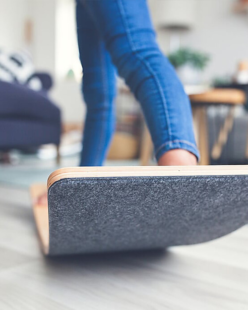 Wobbel Wobbel Original Wooden Balance Board, Transparent Lacquer with Felt - Mouse - Fun and exercise for kids and adults Montessori Toys